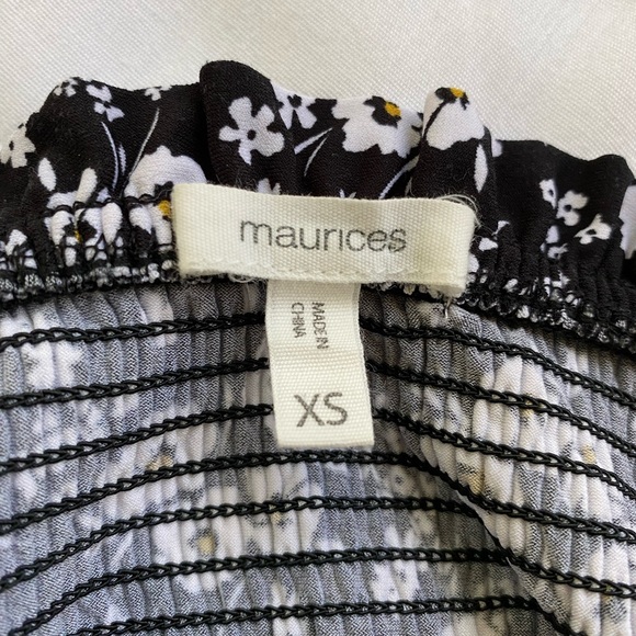 Maurices Black and White Floral Jumpsuit Romper with Wide-Leg Design adjustable - Picture 6 of 6